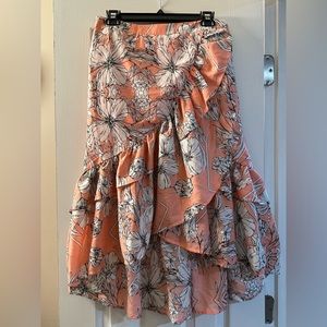 Pink Floral High-Low Skirt